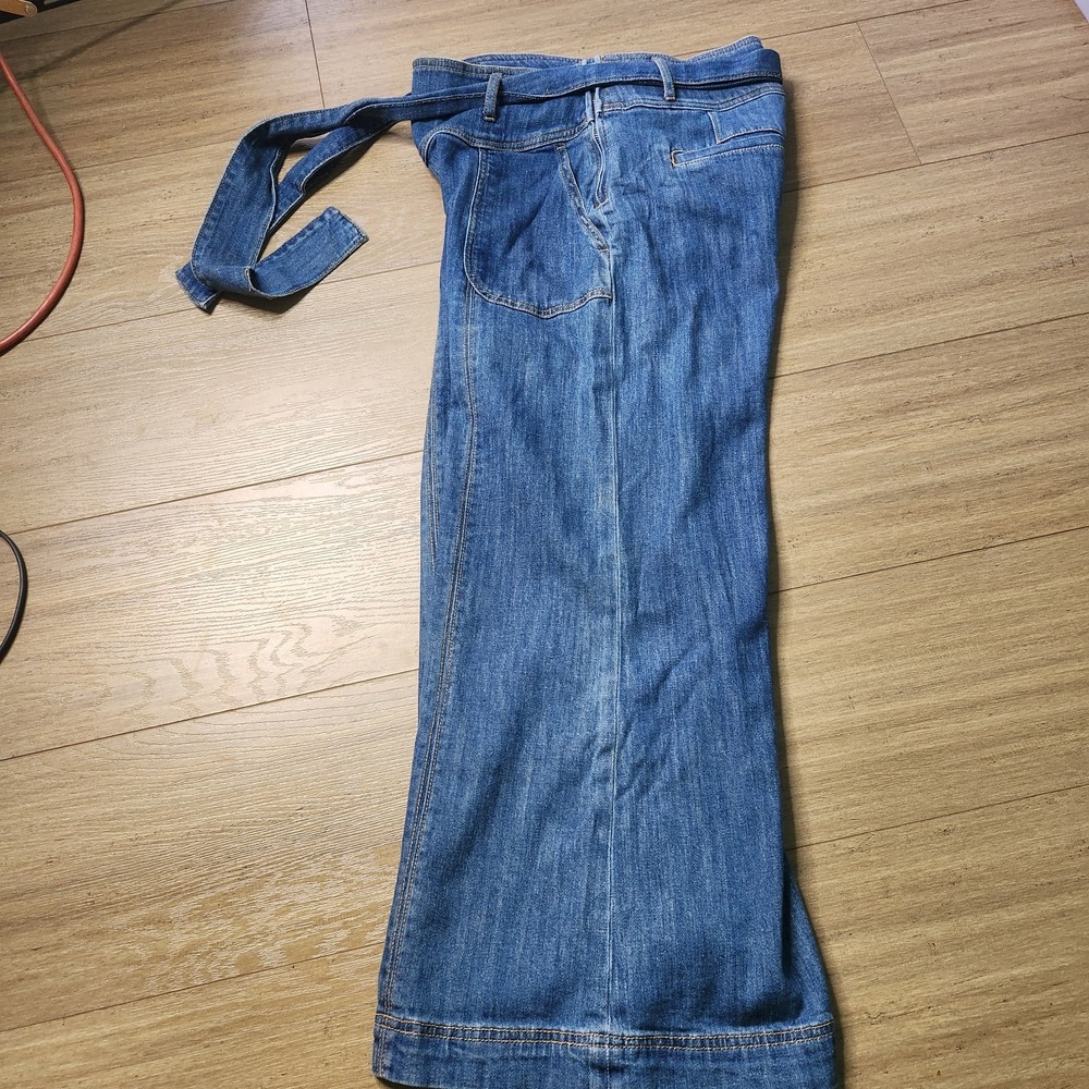 Pilcro Anthropologie High-Rise Wide-Leg Cropped Belted Jeans Sz 28 - Picture 9 of 13